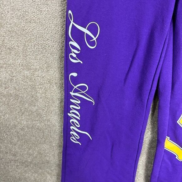 NBA LA Lakers Sweatpants Womens Size Small S Purple Wide Leg Graphic Drawstring - Picture 6 of 12